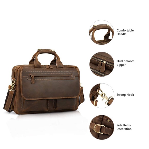 Kattee Bags Nwt Kattee Leather Briefcase Laptop Messenger Bag Poshmark